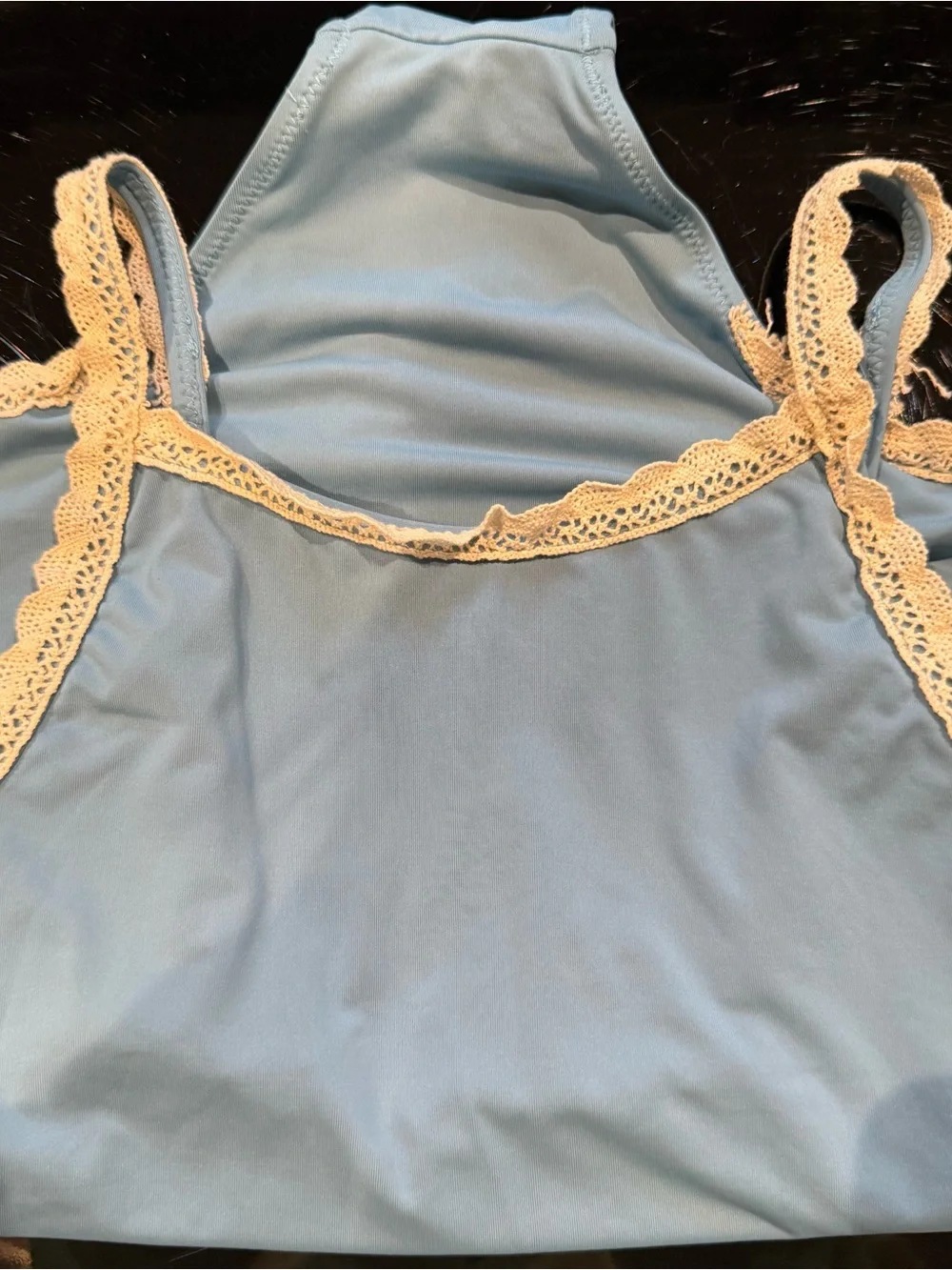 Zara Light Blue Camisole with Cream Lace Trim